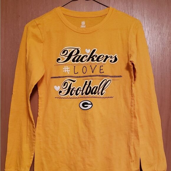 Green Bay Packers Girls Long Sleeved T-Shirt Sz XL - Picture 1 of 1